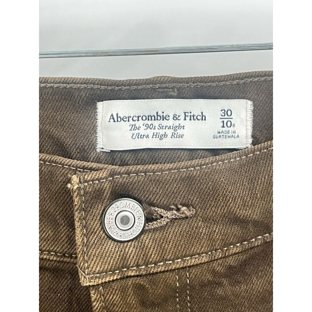 Abercrombie & Fitch The 90s Straight Ultra High Rise Jeans Brown Sz 30 NWT - Picture 3 of 6